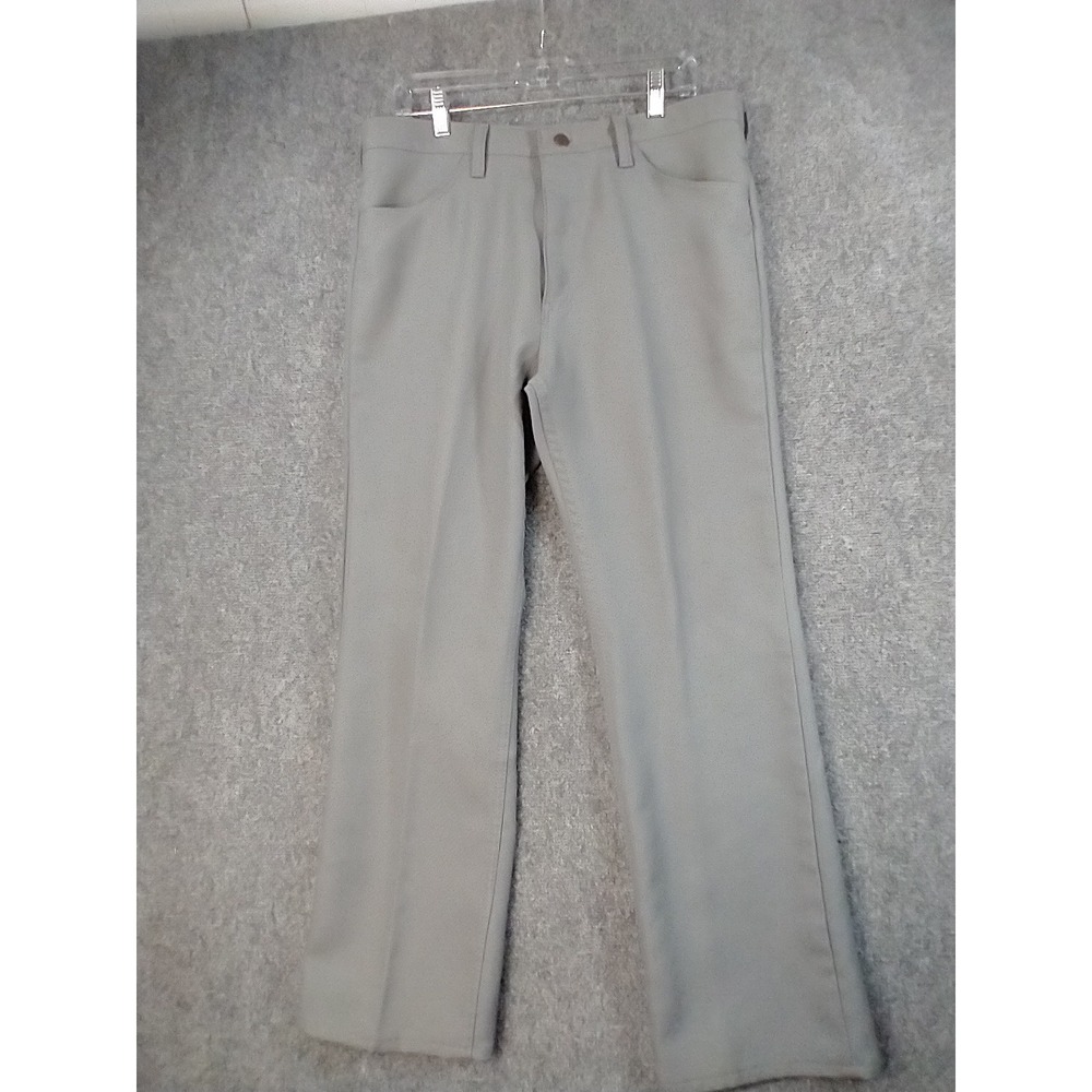 VTG Wrangler 82GY Mens Gray Polyester Twill Western Straight Leg Pants 36x30 USA